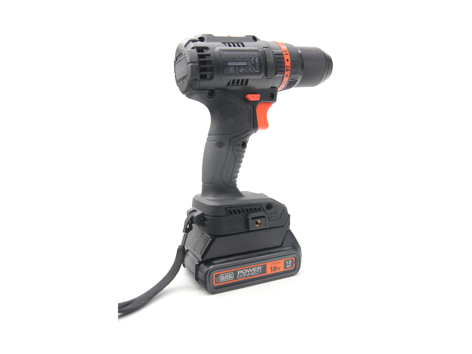 Black+Decker-акумулятор на DniproM-інструменті, вигляд збоку