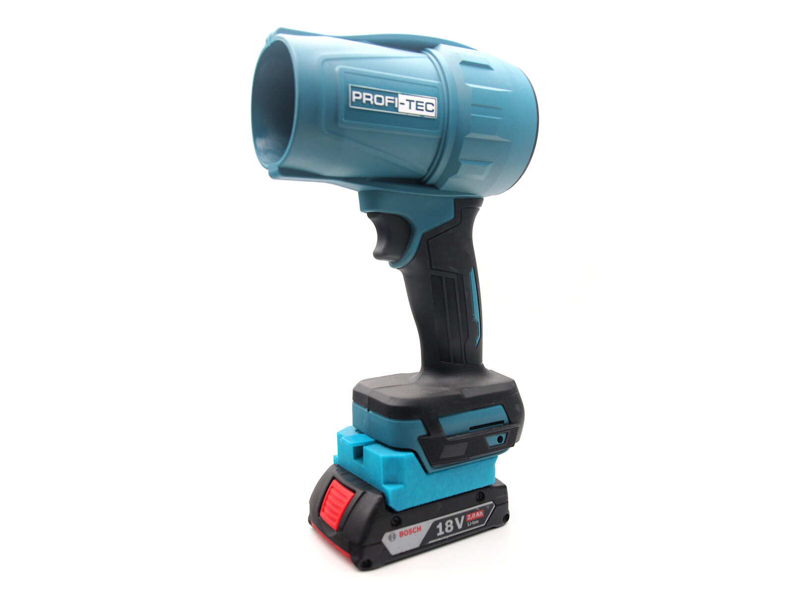 Bosch-акумулятор на Makita-інструменті, вигляд збоку